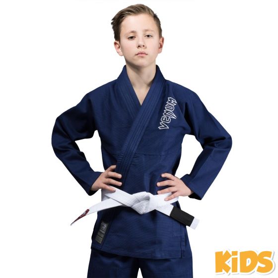 VENUM 　ブラジリアン柔術着　キッズ　Contender（ネイビー）- コンテンダー 白帯付きセット ／ Kids BJJ Gi - Navy 正規品 柔術衣 道着 Jiu Jitsu Gi 練習 試合 子供用 ジュニア ユース スポーツ用品 ユニフォーム ボクシングブランド グラップリング IBJJF JBJJF