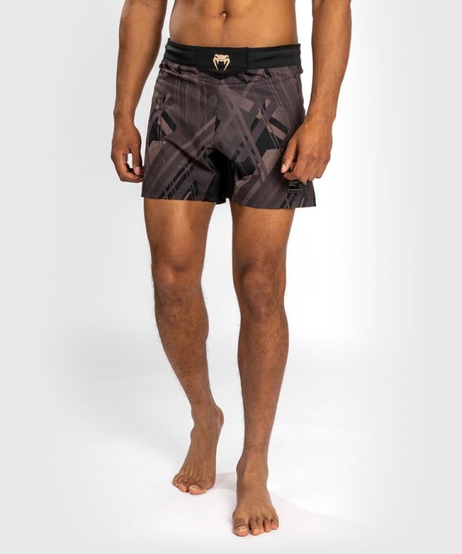 VENUM [ヴェヌム]　ファイトショーツ　テクモ 2.0（黒/ブラウン）／ Tecmo 2.0 Fightshorts - Black/Brown　／　正規品 ファイトパンツ ボクシングショーツ ボクシングパンツ トレーニングウェア 試合 アクティブショーツ ボトムス ユニフォーム メンズ レディース