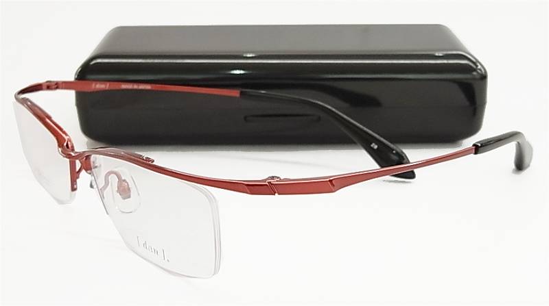 【DUN】ドゥアン 日本製 ゴムメタル チタン 眼鏡 メガネフレーム DUN5155-28 レッド（度入り対応/フィット調整対応