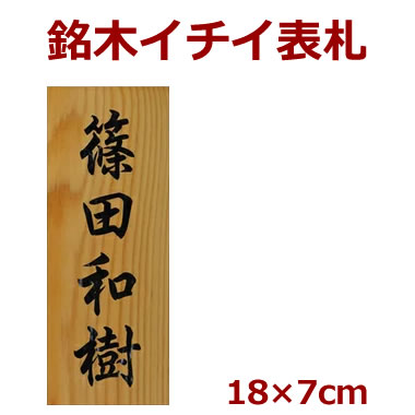 表札 木製 一位（イチイ） 長さ約18センチ×巾約7センチ(縦長） i20-18070