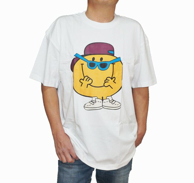 メンズ カジュアル Tシャツ スマイリーフェイス 白 にこちゃんマーク 半袖 夏物 ホワイト