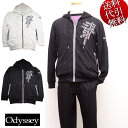 春物【ビッグ有】Odyssey/オデッセイ【送料無料】フクレジャガード素材 パーカー仕様 ZIP 長袖長パンツ上下セットアップスーツ SETUP 白/黒 M/L...