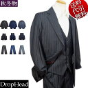 秋冬物【ビッグサイズ】DropHead/ドロップヘッド【送料無料】ストライプ柄 ベスト付 お台場仕立て 総裏 ビジネス セレモニー 高級感 2つ釦シングルスーツ...