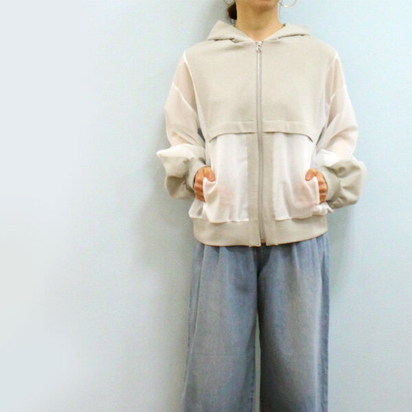 Dignite collier ディニテ コリエ 80267120 シアー 切替 ジップアップ パーカー