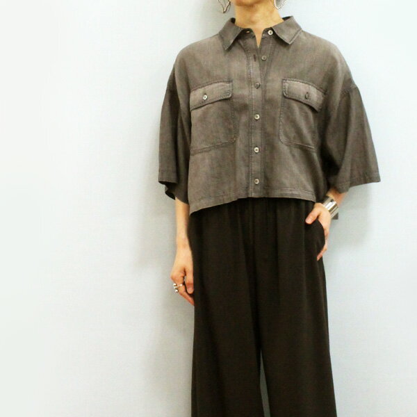 3-Quarter Sleeves - Dignite collier ディニテ コリエ 80268216 シアー デニム 半袖 シャツ