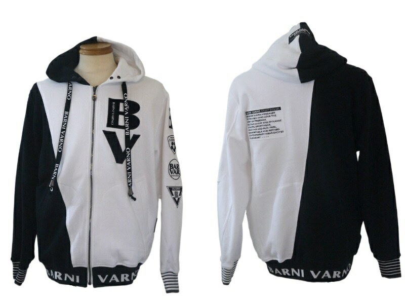 バーニヴァーノ/BARNIVARNO 切り替えロゴ刺繍トラックジャケット LLサイズ 743-白系