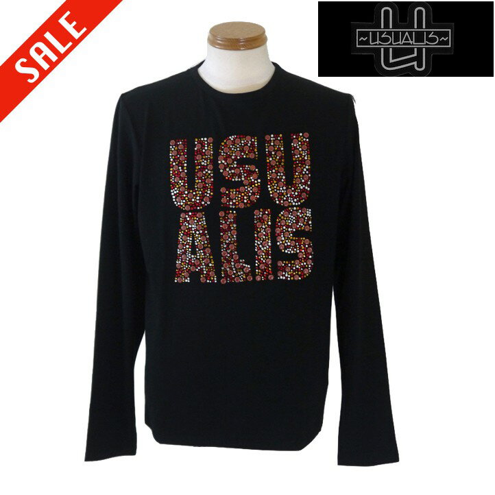 ウザリス/USUALIS ロゴ長袖Tシャツ 510-黒系 XL/LL・XXL/3L・XXXL/4Lサイズ