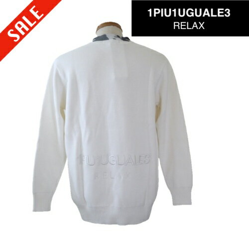 1PIU1UGUALE3 RELAX ウノピゥウノウグァーレトレ リラックス ロゴニットM・ L・XLサイズ 049-白系