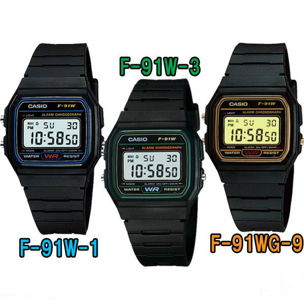 CASIO F-91W Series Standard Digital F-91W-1【ブルー】F-91W-3【グリーン】F-91WG-9【ゴールド】カシオ スタンダード デジタル クォーツ 腕時計ユニセックス 男女兼用【国内 F-91W-1JF と同型】海外モデル【新品】チプカシ＊送料無料＊