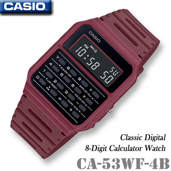 【男女兼用】CASIO CA-53WF-4B CALCULATOR Vintage Mannish Color カシオ カリキュレーター 電卓付 メンズ レディース 男の子 女の子 デジタル 腕時計 ワインレッド 誕生日 お祝い ギフト プレゼント 海外モデル チープカシオ【並行輸入 新品一年保証】チプカシ＊送料無料＊