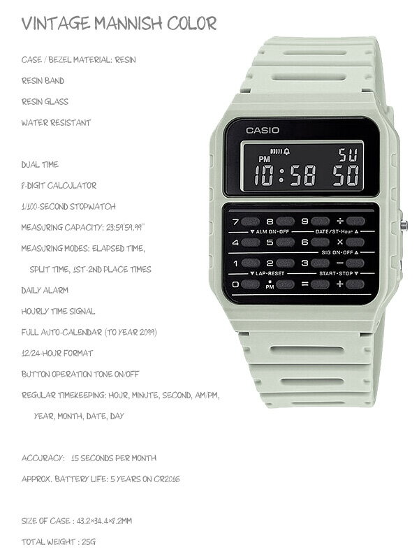 【男女兼用】CASIO CA-53WF-8B CALCULATOR Vintage Mannish Color カシオ カリキュレーター 電卓 メンズ レディース 男の子 女の子 デジタル 腕時計 サンドベージュ 誕生日 お祝い ギフト プレゼント 海外モデル チープカシオ【並行輸入 新品一年保証】チプカシ＊送料無料＊