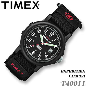 TIMEX T40011 タイメックス エクスペディション キャンパー EXPEDITION CAMPER 38MM ミリタリー アナログ メンズ レディース キッズ 男の子 腕時計 ユニセックスサイズ ブラック 黒 ベルクロ・ナイロンベルト 並行輸入【新品】＊送料割引（関西以西は一部ご負担）