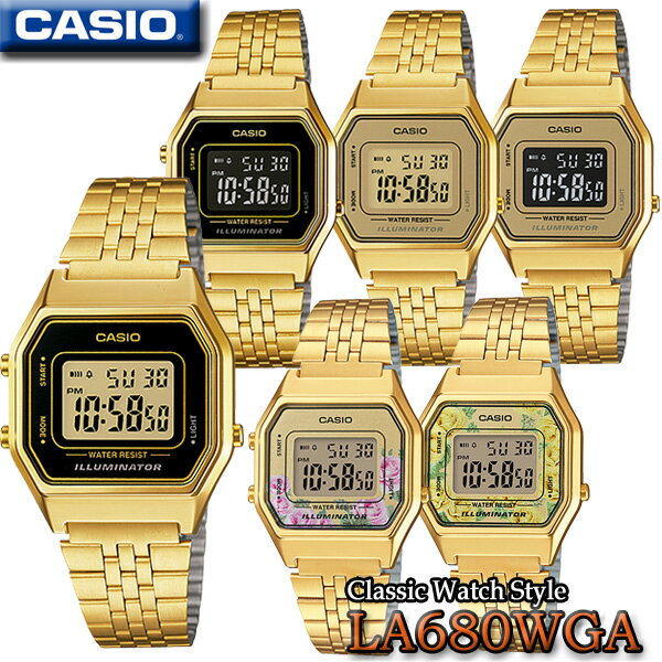 【女性用】CASIO LA680WGA-1,LA680WGA-1B,LA680WGA-9,LA680WGA-9B,LA680WGA-4C,LA680WGA-9C STANDARD DIGITAL カシオ スタンダード【デジタル】 レディース 女の子 腕時計 レトロデザイン 金 ゴールド 海外モデル チープカシオ【並行輸入 新品】チプカシ＊送料無料＊