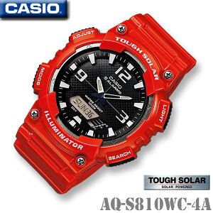 CASIO AQ-S810WC-4A STANDARD ANA-DIGI カシオ スタンダード アナデジ Quartz 【タフソーラー】レッド 赤【10気圧防水】メンズ 腕時計 海外モデル【新品】