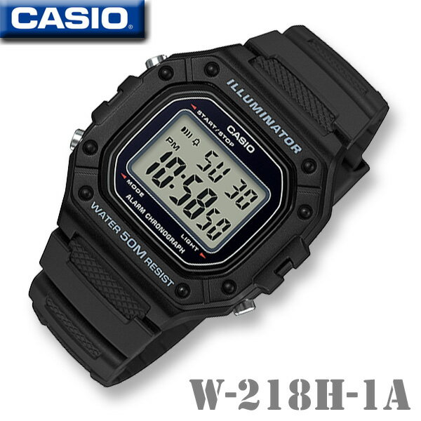 【男性・子供用】CASIO W-218H-1A SPORTS DIGITAL カシオ スポーツ スタンダード デジタル メンズ 男の子 腕時計 1/100秒ストップウォッチ ブラック 黒 学生 新生活 彼氏 誕生日 ギフト プレゼント 海外モデル チープカシオ【並行輸入 新品一年保証】チプカシ＊送料無料＊