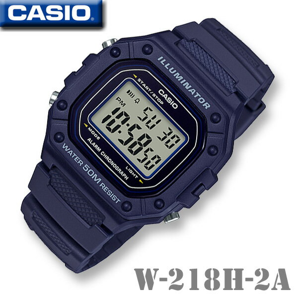 CASIO W-218H-2A SPORTS DIGITAL カシオ スポーツ デジタル メンズ ネイビー 紺色 腕時計 1/100秒ストップウォッチ 海外モデル【新品】チプカシ ＊送料無料＊