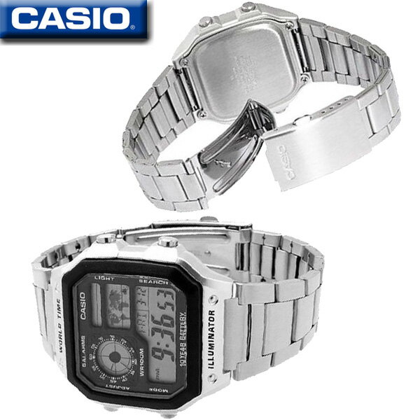 CASIO AE-1200WHD-1A WORLD TIME STANDARD DIGITAL カシオ【ワールドタイム】多機能デジタル 腕時計【10気圧防水】【長寿命10年バッテリー】海外モデル【新品】ベルトサイズ調整無料サービス♪