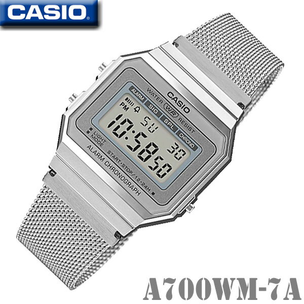 【男女兼用】CASIO A700WM-7A Vintage Collection カシオ 人気 デジタル メンズ レディース 男の子 女の子 腕時計 シルバー 新生活 入学 就職 学生 彼氏 彼女 お祝い 誕生日 10代 20代 30代 ギフト プレゼント チープカシオ【並行輸入 新品一年保証】チプカシ＊送料無料＊