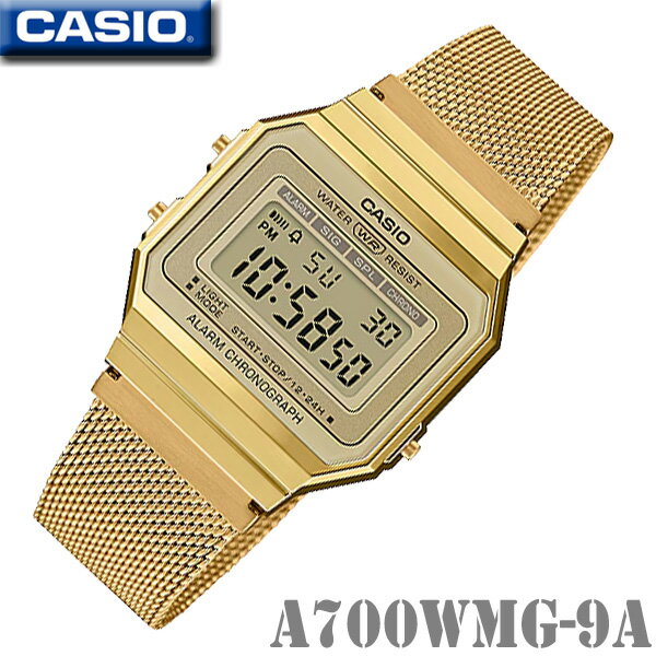 【男女兼用】CASIO A700WMG-9A STANDARD DIGITAL カシオ スタンダード 薄型 デジタル メンズ レディース 男の子 女の子 腕時計 ゴール..