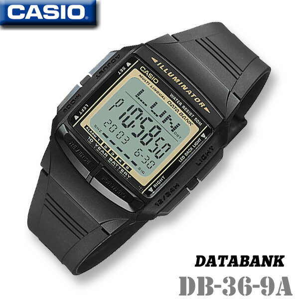 CASIO DATABANK DB-36-9AV カシオ データバンク テレメモ30 ブラック×ゴールド レトロ メンズ レディース キッズ 男の子 女の子 腕時計 海外モデル チープカシオチプカシ＊送料無料＊