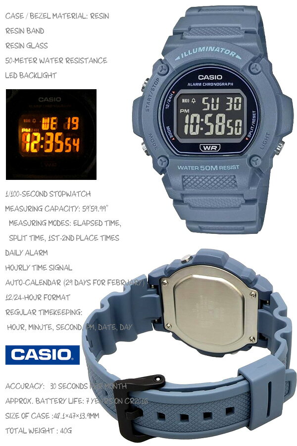 【男性用】CASIO W-219HC-2B SPORTS DIGITAL カシオ スポーツ デジタル メンズ 男...