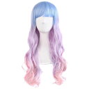 MapofBeauty 28ウェーブマルチカラーロリータコスプレウィッグパーティーウィッグ(ライトブルー/ライトパープル/ピンク)【コスプレ ハロウィン】ハロウ...