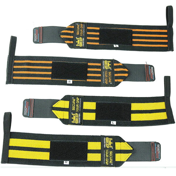 Grip Power Pads / Deluxe Wrist Wraps (Orange&Yellow) 13インチ リストラップ 1ペア2セット 直輸入品夏休...