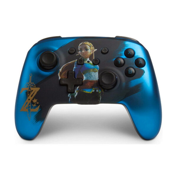 PowerA / Satin Blue Chrome Zelda ゼルダの伝説 / 海外限定品 公式ライセンス品 / Nintendo Switch用 Bluetooth ゲーム コントローラー