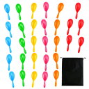 ネオンマラカスシェイカー ミニサイズ 6色/30個セット 巾着バッグ付き 約11cm / 楽器 玩具 プラスティック パーティ イベント クラブ ギフト リズム...