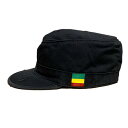 Rasta Military Cap - Unisex / RIDDIM DRIVEN(リディムドリヴン)ビンテージ・ミリタリースタイルキャップ・ダメージ加工 ブラック （62cm 2XLサイズ）敬老の日 セール