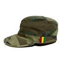 Rasta Military Cap - Unisex / RIDDIM DRIVEN(リディムドリヴン)ビンテージ・ミリタリースタイルキャップ・ダメージ加工 カモ（62cm 2XLサイズ）敬老の日 セール