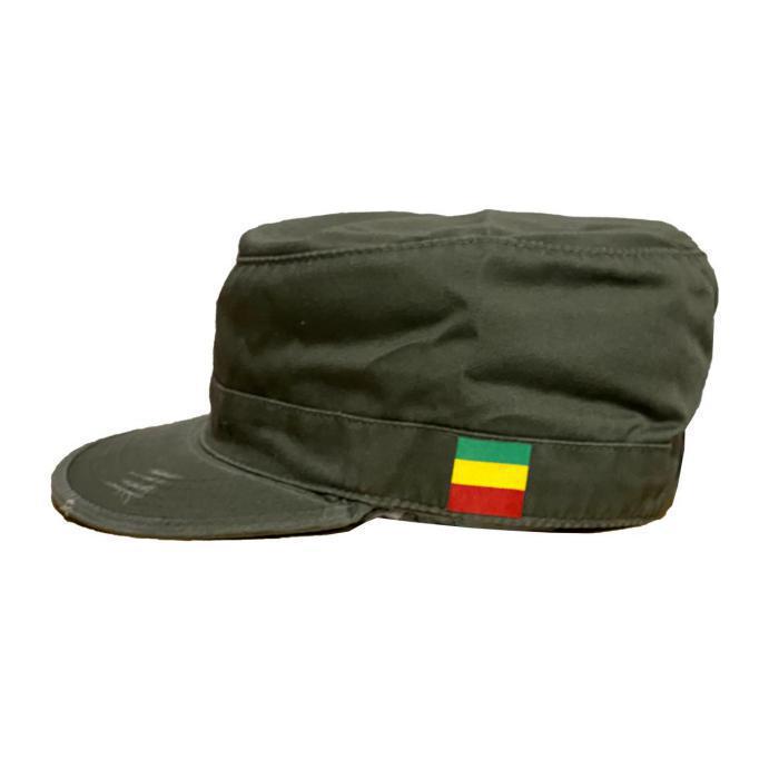 Rasta Military Cap - Unisex / RIDDIM DRIVEN(リディムドリヴン)ビンテージ・ミリタリースタイルキャップ・ダメージ加工 グリーン(60cm XLサイズ)敬老の日 セール