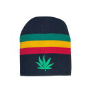 ストライプニットキャップ ガンジャ柄 Rise Above Weed Beanie / RASTA ENTZ新生活応援