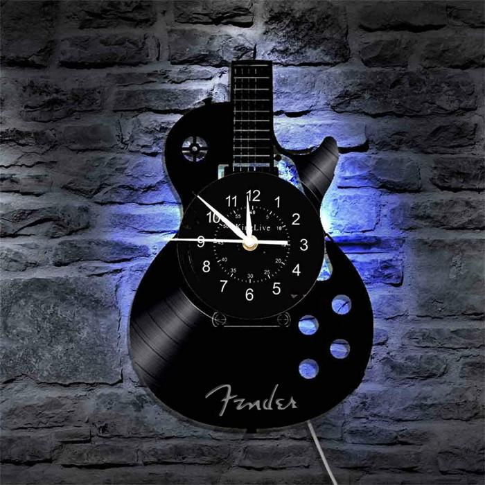 KingLive ギター　ビニール盤レコード壁掛時計 / LEDライトアップ ハロウィーンセール/ハロウィングッズ