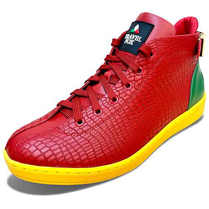 ハイカットシューズ レザー スニーカー ラスタカラー US10(28cm) / RD Rasta Malibu Shoes / TRAVEL FOX(トラベルフォックス)母の日 セール