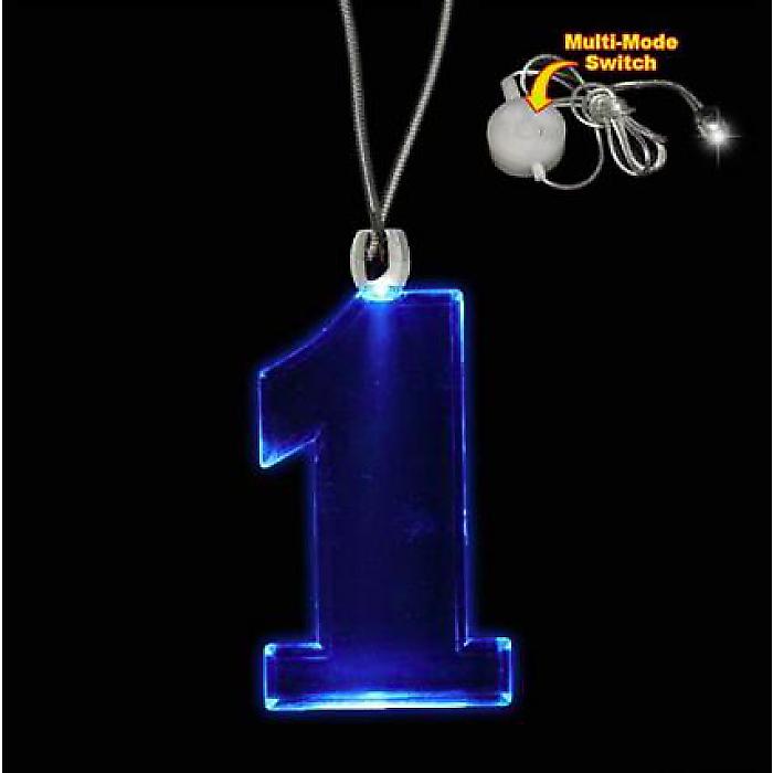 ナンバー1 LEDネックレスキーホルダー ブルー / スポーツ観戦 クラブ フェス パーティ イベント