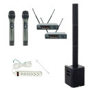 4大特典付 【安定品質ワイヤレスマイク2本/PAセット】K.W.S / C-Porter200BT ブルートゥース対応軽量コラムスピーカー(セミナー・講演・スピ...
