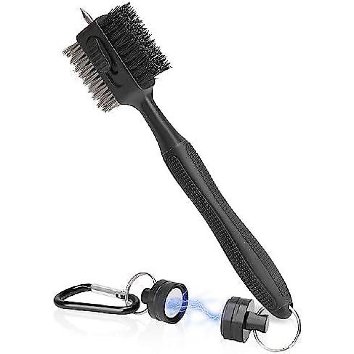 RITHIOX ゴルフクラブブラシ 収納式 グルーブクリーナー ナイロン&スチールワイヤーブラシヘッド ゴルフクラブクリーニングキット ゴルフギフトセット 女性...