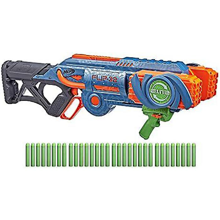 NERF Elite 2.0 Flip-8 Blaster, ダートバレル回転式, 8ダート容量, 8エリートダート, おもちゃのフォームブラスター, 子供向け屋外ゲーム & おもちゃ.ハロウィーンセール/ハロウィングッズ