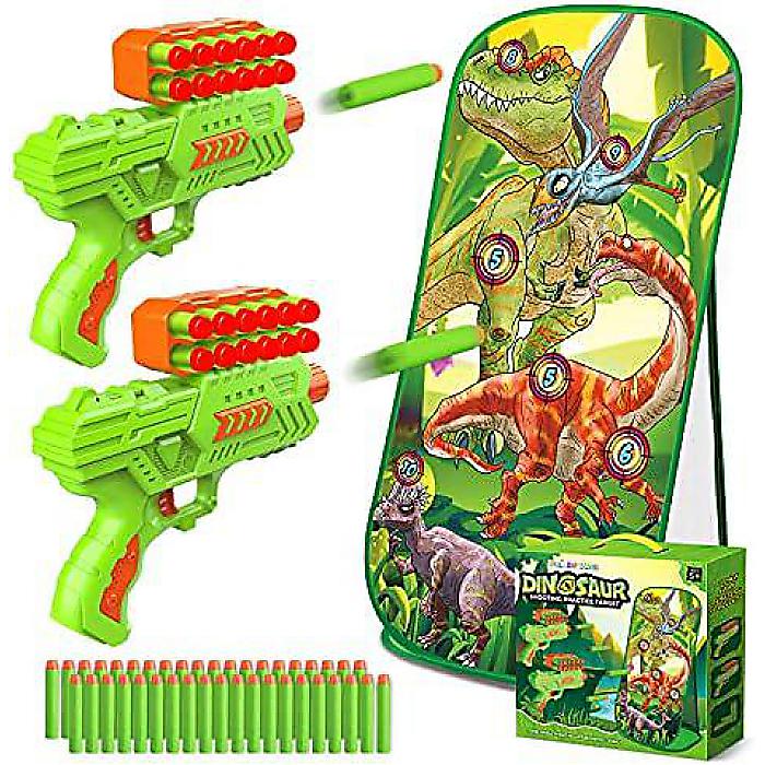 Dinosaur Shooting Game Toys 5-10+ Years Old Boys & Girls, 2 Foam Dart Guns, Dinosaur Shooting Target, Indoor Activity Game, Compatible with Nerf Gunsハロウィーンセール/ハロウィングッズ