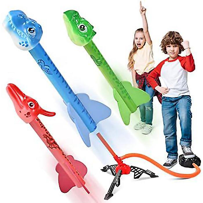 ロケットランチャーセット with フォーム恐竜スタンプランチパッド 4-8歳向けの屋外用おもちゃ、3-12歳の男女の誕生日プレゼントやおもちゃハロウィーンセール/ハロウィングッズ