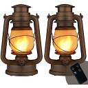 Dancing Flame LED Lantern, Outdoor Hanging Lantern operated with Remote Control, Halloween Decorations Lights for Garden, 2 Packハロウィーンセール/ハロウィングッズ