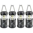 Lightahead LED Camping Lantern Set 4個セット, 屋外, 携帯用, ブラック, 折りたたみ式, 緊急時, テントライト, バッ...