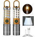 LEDフラッシュライト/ランタンコンボ USB-C充電 1000ルーメン スポーツライト フック付き、ズーム可能 可搬式 6つの光モード IPX6防水夏休みセー...