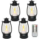 LLQ Small Lanterns Decorative, Vintage LED Candle Lanterns with Timer, Black Battery Lanterns, Table Centerpieces, Camping Decorative, Western Party Rustic Wedding Decor (4 PCS)nEB[Z[/nEBObY