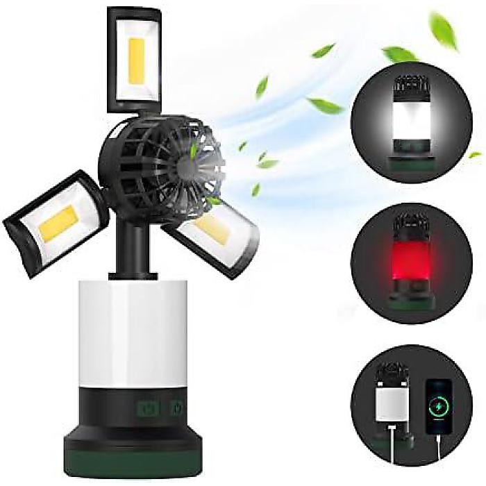 Camping Lantern with Fan, Rechargeable, 4400mAh, LED, 500lm, Multifunctional for Emergency, Power Outage, Hurricaneϥ󥻡/ϥ󥰥å