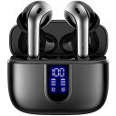 TAGRY Bluetoothイヤホン サウンドディスプレイ付きワイヤレス充電可能ケース LEDパワーディスプレイ搭載 IPX5防水イヤホン マイク付き夏休みセ...