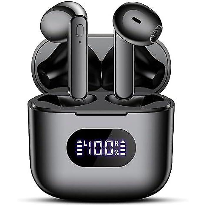 Wireless Earbuds, V5.3 Bluetooth Earbuds, 48H Playtime, LED Battery Display, HiFi Stereo Deep Bass HD Calling, IPX7 Waterproof for Workout/Office/Home.お正月 セール