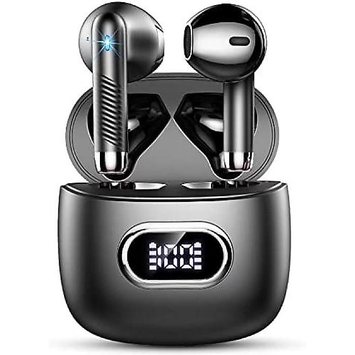 楽天ミュージックハウス フレンズWireless Earbud 5.3, 4 ENC Mics, 32H Bluetooth Earphones, LED Display, IP7 Waterproof, Bass, Noise Cancelling, USB-C, Black.お正月 セール