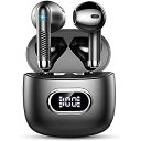Wireless Earbud 5.3, 4 ENC Mics, 32H Bluetooth Earphones, LED Display, IP7 Waterproof, Bass, Noise Cancelling, USB-C, Black.夏休みセール(2)